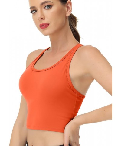 Racerback Built-in Bra Longline Sports Bras for Women High Neck Padded Sport Bra Tank for Yoga Gym Workout Crop Top A6-hermes...