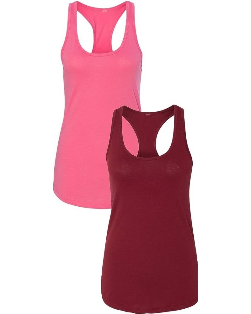 Women's Lightweight Racerback Tank (1) Hot Pink + (1) Cardinal $10.25 Tanks