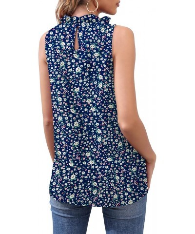 Women Casual Halter Tank Tops Chiffon Sleeveless Tops Shirts Blouses B-02 Fp Navy Blue $15.65 Tanks