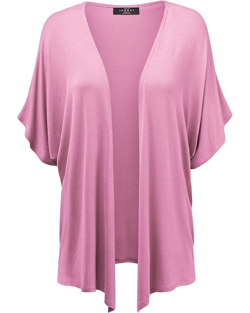 Women's Kimono Style Short Sleeve Dolman Cardigan Wsk1310_pink $12.62 Sweaters