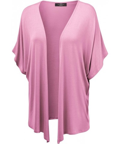 Women's Kimono Style Short Sleeve Dolman Cardigan Wsk1310_pink $12.62 Sweaters