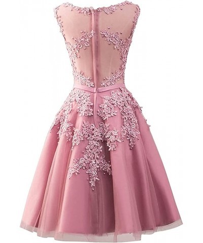 Short Prom Dress Tulle Cocktail Dresses Junior Homecoming Dresses Appliques Bridesmaid Dress Pink $38.50 Dresses