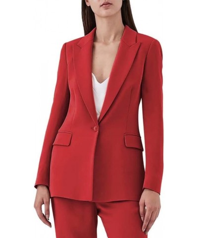 Women's Two Piece Outfits Business Blazer and Pants Set Long Sleeve Office Lady Work Suit Set Green $30.88 Suits