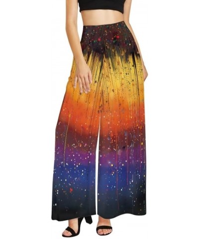 Women High Waisted Loose Fit Wide Leg Ankle Pants, Abstract Color Splatter Casual Trousers Soft Long Lounge Slacks Gradients ...