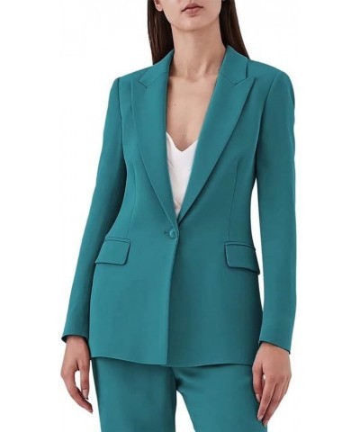 Women's Two Piece Outfits Business Blazer and Pants Set Long Sleeve Office Lady Work Suit Set Green $30.88 Suits