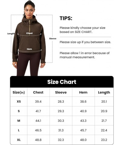 Fleece Lined Womens Sweatshirt - Half Zip Cropped Pullover Women With Stand Collar & Thumb Hole 1 Roasted Brown $22.09 Hoodie...