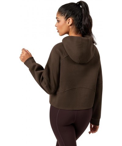 Fleece Lined Womens Sweatshirt - Half Zip Cropped Pullover Women With Stand Collar & Thumb Hole 1 Roasted Brown $22.09 Hoodie...