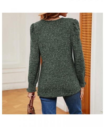 Long Sleeve Shirts For Women Puff Sleeve Tops for Women Fashion Crewneck Sweatshirts Green 4 $8.47 Hoodies & Sweatshirts