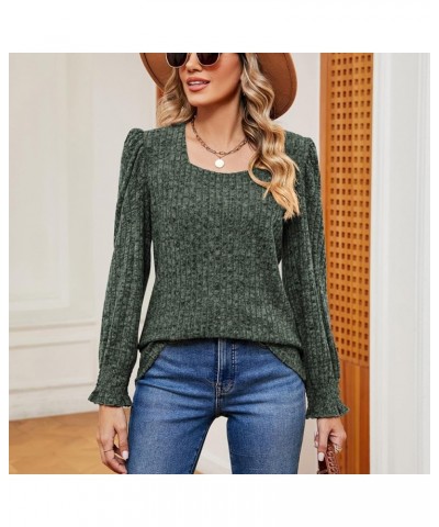 Long Sleeve Shirts For Women Puff Sleeve Tops for Women Fashion Crewneck Sweatshirts Green 4 $8.47 Hoodies & Sweatshirts