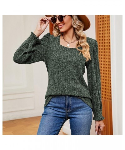 Long Sleeve Shirts For Women Puff Sleeve Tops for Women Fashion Crewneck Sweatshirts Green 4 $8.47 Hoodies & Sweatshirts