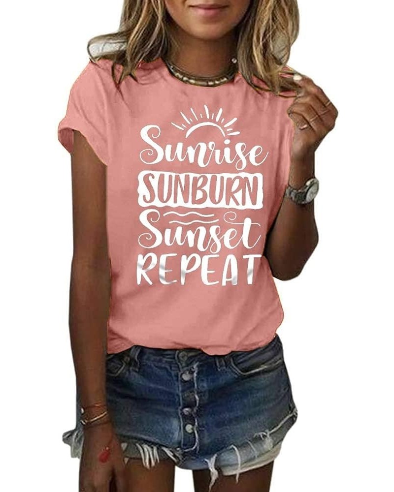 Womens Summer Graphic Tees Shirts 2024 Trendy Tshirts Loose Fit Short Sleeve T-Shirts Tops for Women Q Pink $14.39 T-Shirts