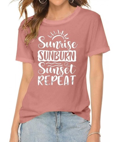 Womens Summer Graphic Tees Shirts 2024 Trendy Tshirts Loose Fit Short Sleeve T-Shirts Tops for Women Q Pink $14.39 T-Shirts