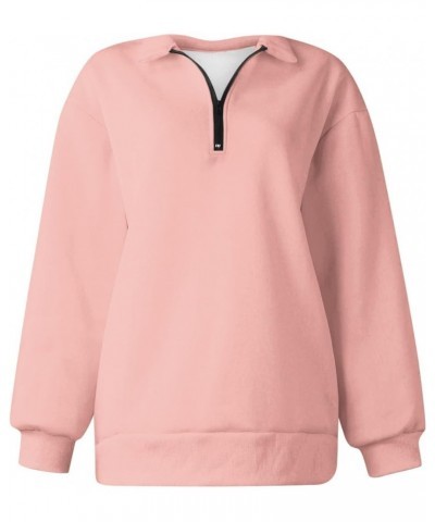 Sweatshirts Women Long Sleeve Zip Up Pullover Y2K Hoodies Plus Size Solid Loose Fit Casual Athletic Winter Outfits 17 Pink $6...