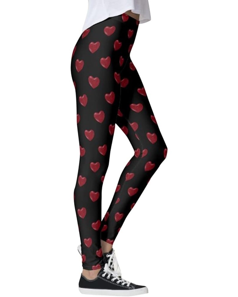 Valentines Day Leggings for Women High Waisted Love Heart Print Yoga Legging High Waist Skinny Workout Gym Pants A-black $8.2...