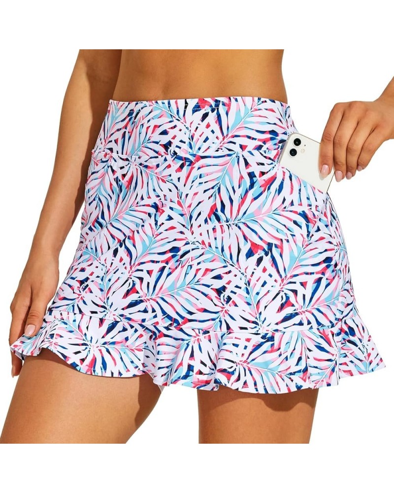 Tennis Skirt with Shorts Golf Skorts for Women Dressy Pickleball Skort Golf Outfits Clothes Athletic Skorts Pink Leaf $14.30 ...