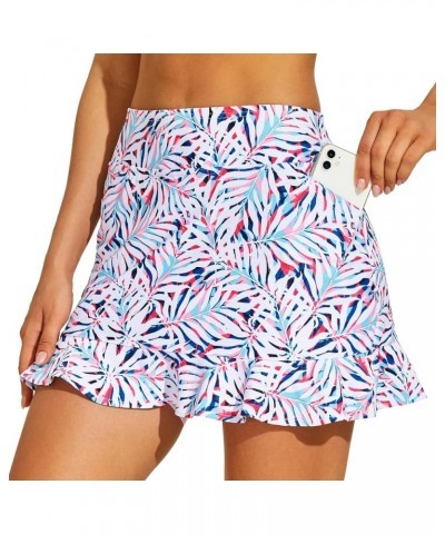 Tennis Skirt with Shorts Golf Skorts for Women Dressy Pickleball Skort Golf Outfits Clothes Athletic Skorts Pink Leaf $14.30 ...