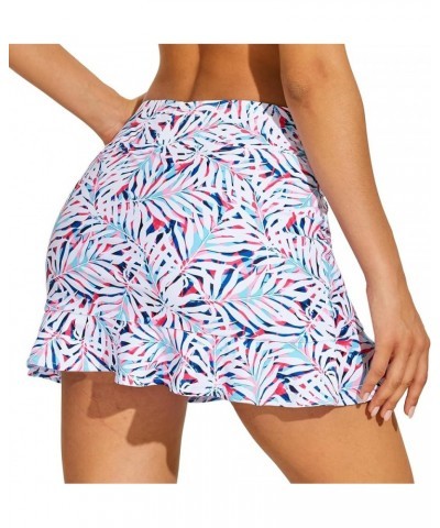 Tennis Skirt with Shorts Golf Skorts for Women Dressy Pickleball Skort Golf Outfits Clothes Athletic Skorts Pink Leaf $14.30 ...