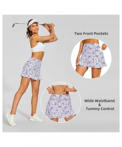 Tennis Skirt with Shorts Golf Skorts for Women Dressy Pickleball Skort Golf Outfits Clothes Athletic Skorts Pink Leaf $14.30 ...