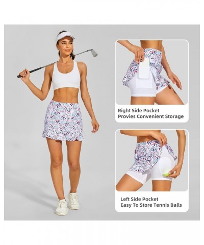 Tennis Skirt with Shorts Golf Skorts for Women Dressy Pickleball Skort Golf Outfits Clothes Athletic Skorts Pink Leaf $14.30 ...