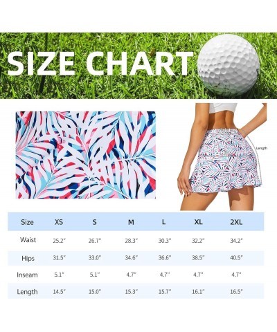 Tennis Skirt with Shorts Golf Skorts for Women Dressy Pickleball Skort Golf Outfits Clothes Athletic Skorts Pink Leaf $14.30 ...