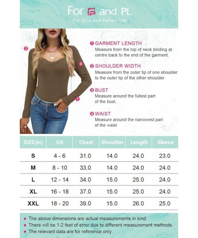 Women's Elegant Slim Fit Ribbed Long Sleeve Sweetheart Neck Top Shirt Coffee $10.50 Blouses