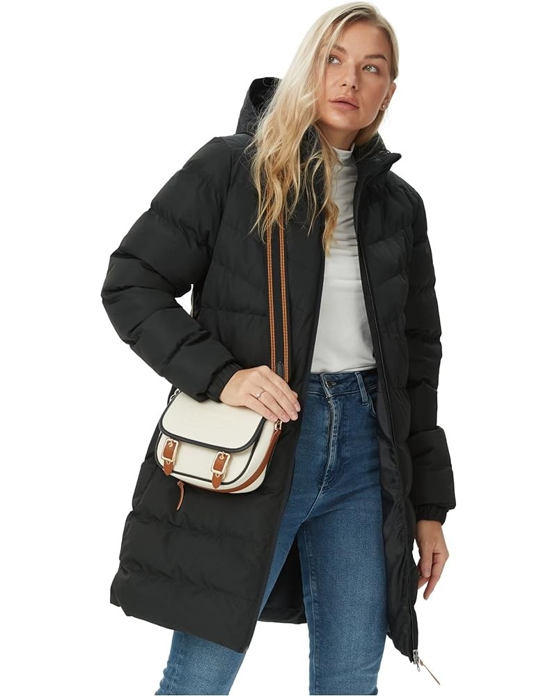 Women's Puffer Jacket, Thicken Waterproof Long Winter Coats with Removable Hood, Two-Way Zipper Black $32.50 Jackets