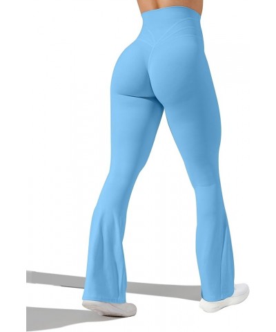 High Waisted Flare Leggings for Women Tummy Control Butt Lifting Workout Yoga Wide Leg Pants Blue $18.35 Leggings