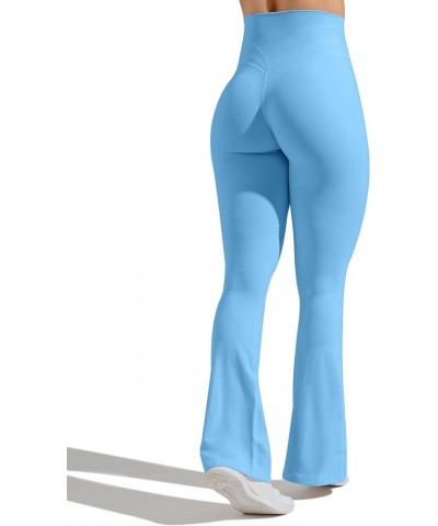 High Waisted Flare Leggings for Women Tummy Control Butt Lifting Workout Yoga Wide Leg Pants Blue $18.35 Leggings