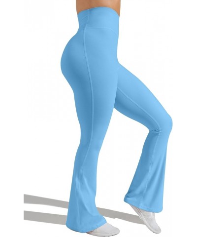 High Waisted Flare Leggings for Women Tummy Control Butt Lifting Workout Yoga Wide Leg Pants Blue $18.35 Leggings