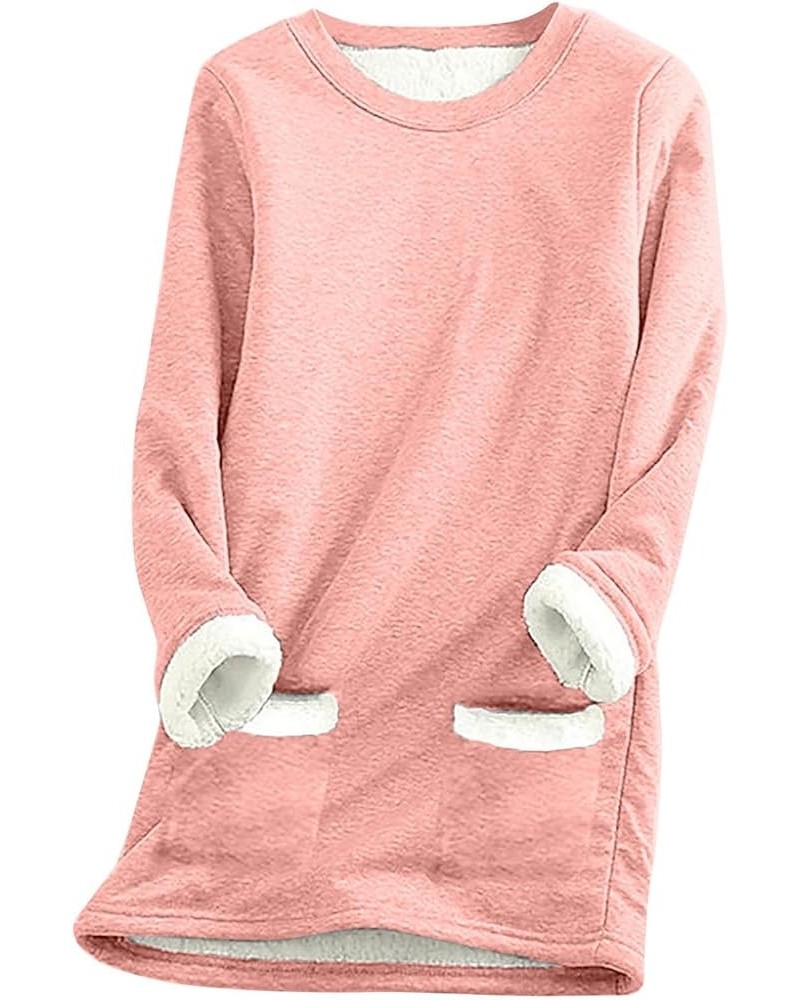 Womens Loungewear Set Fleece Two Piece Sweatshirt Sherpa Lined Sweatshirts & Sweatpant Soft Pajamas Sleepwear J023-pink $17.3...