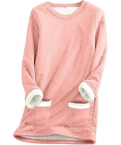 Womens Loungewear Set Fleece Two Piece Sweatshirt Sherpa Lined Sweatshirts & Sweatpant Soft Pajamas Sleepwear J023-pink $17.3...