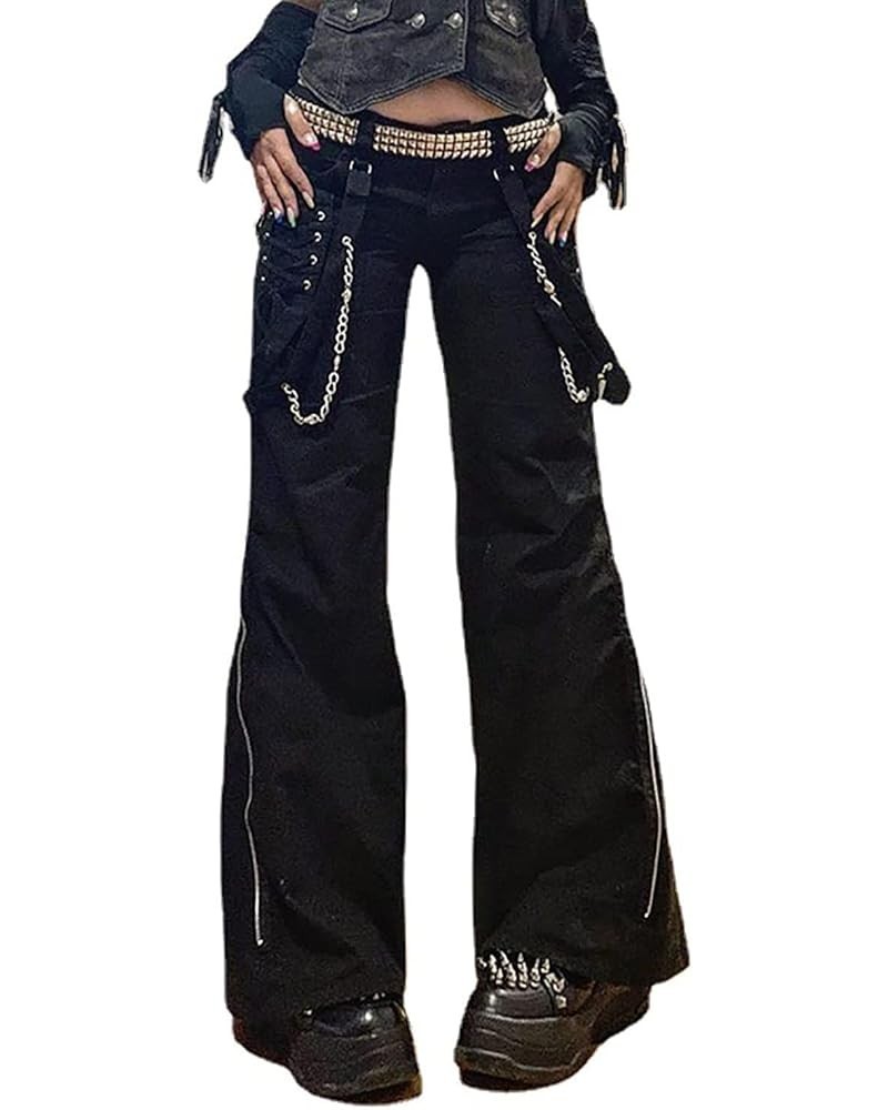 Women's Goth Baggy Jeans Wide Leg E-Girl Grunge Gothic Tripp Pants Harajuku Y2k Alt Emo Clothes Punk Streetwear F $20.29 Jeans