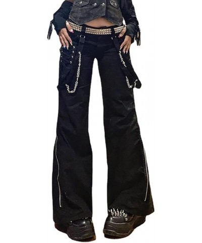 Women's Goth Baggy Jeans Wide Leg E-Girl Grunge Gothic Tripp Pants Harajuku Y2k Alt Emo Clothes Punk Streetwear F $20.29 Jeans