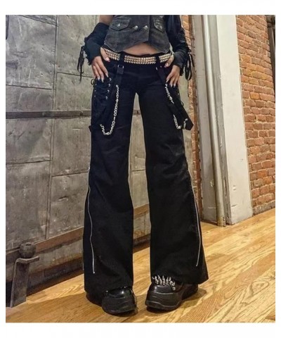 Women's Goth Baggy Jeans Wide Leg E-Girl Grunge Gothic Tripp Pants Harajuku Y2k Alt Emo Clothes Punk Streetwear F $20.29 Jeans