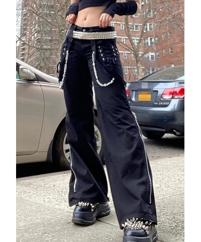 Women's Goth Baggy Jeans Wide Leg E-Girl Grunge Gothic Tripp Pants Harajuku Y2k Alt Emo Clothes Punk Streetwear F $20.29 Jeans