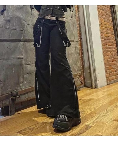 Women's Goth Baggy Jeans Wide Leg E-Girl Grunge Gothic Tripp Pants Harajuku Y2k Alt Emo Clothes Punk Streetwear F $20.29 Jeans