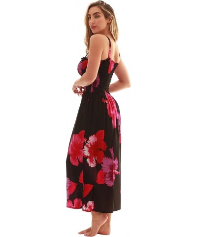 Floral Print Tube Sundress Swimwear Cover Up Summer Dress for Women Black With Big Floral - Burgundy $7.94 Dresses