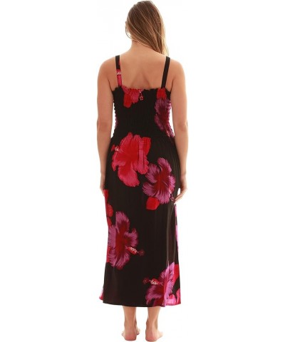 Floral Print Tube Sundress Swimwear Cover Up Summer Dress for Women Black With Big Floral - Burgundy $7.94 Dresses