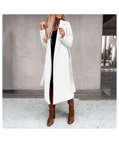 Women Notch Wool Blend Long Peacoat Long Sleeve Outwear Coat Lapel Collar Open Front Fashion Elegante Winter Jackets White 4 ...