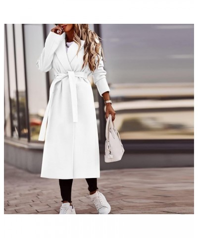 Women Notch Wool Blend Long Peacoat Long Sleeve Outwear Coat Lapel Collar Open Front Fashion Elegante Winter Jackets White 4 ...