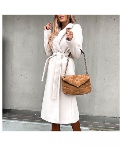 Women Notch Wool Blend Long Peacoat Long Sleeve Outwear Coat Lapel Collar Open Front Fashion Elegante Winter Jackets White 4 ...