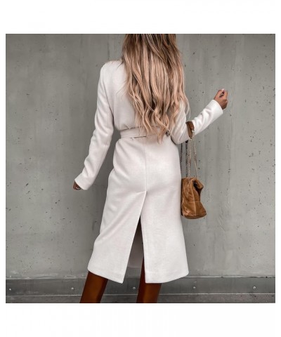 Women Notch Wool Blend Long Peacoat Long Sleeve Outwear Coat Lapel Collar Open Front Fashion Elegante Winter Jackets White 4 ...