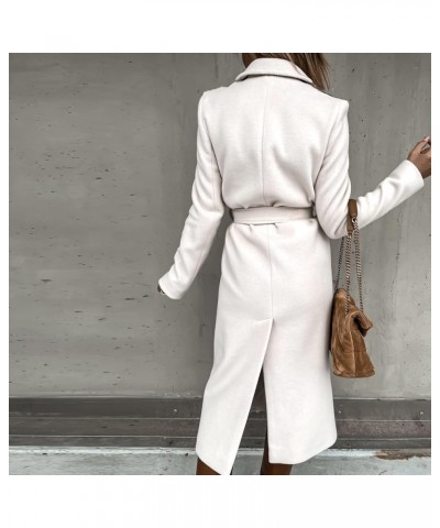 Women Notch Wool Blend Long Peacoat Long Sleeve Outwear Coat Lapel Collar Open Front Fashion Elegante Winter Jackets White 4 ...