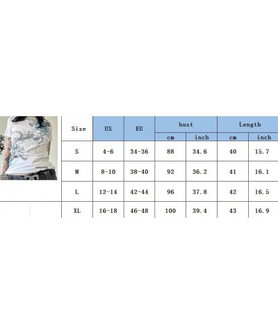 Women Y2K Graphic T-Shirts Summer Short Sleeve Punk Gothic Tee Tops Vintage 90s Aesthetic Emo Clothes Streetwear A-white Flor...