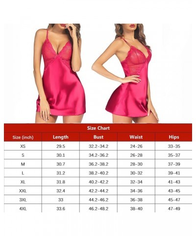 Women Lingerie V Neck Nightwear Satin Sleepwear Lace Chemise Mini Teddy Pinkish Red $11.43 Lingerie