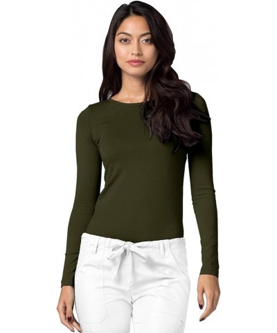 Adar Underscrubs for Women 2 Pack - Long Sleeve Underscrub Comfort Tee Olive $13.81 Tops