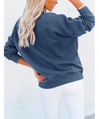 Women's Casual Long sleeves Sweatshirt Tops Basic Loose Fit Mock Turtleneck Lightweight Tunic Pullover With Pocket Blue $15.6...