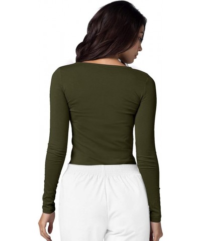 Adar Underscrubs for Women 2 Pack - Long Sleeve Underscrub Comfort Tee Olive $13.81 Tops