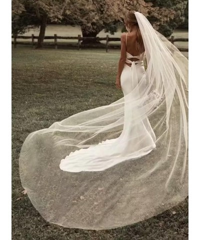 Simple Boho Mermaid Wedding Dresses for Bride Silk Stain Spaghetti Straps Beach Bridal Gowns White $37.80 Dresses