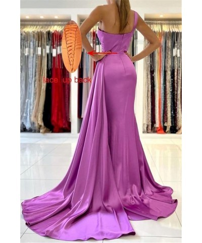 One Shoulder Beaded Bridesmaid Dresses for Women Long Satin Mermaid Ruched Formal Party Dress with Train YK510 Plum $27.20 Dr...